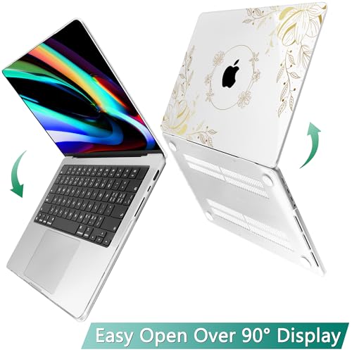 Tuiklol for MacBook Pro 14 Inch Case 2023-2021 Release M3 A2918 A2992 / M2 A2779 / M1 A2442 M1/M2 Pro/Max, Hard Shell Case with Keyboard Cover & Screen Protector for Mac Touch ID,Hand Drawn Floral