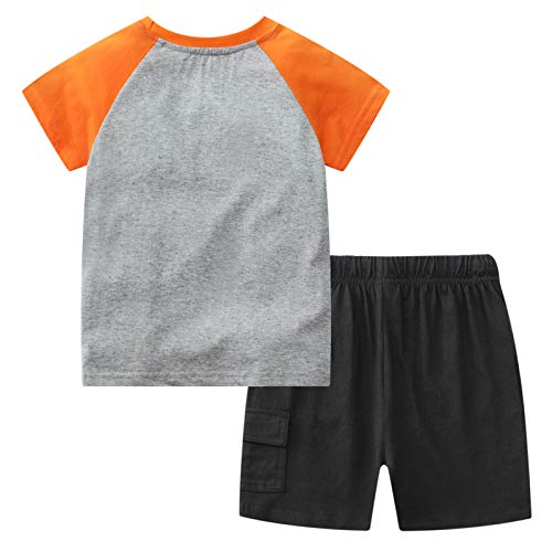 CRAZY GOTEND Little Boys Dinosaur Short Sleeve Set 2Pcs, 2/3Y Black