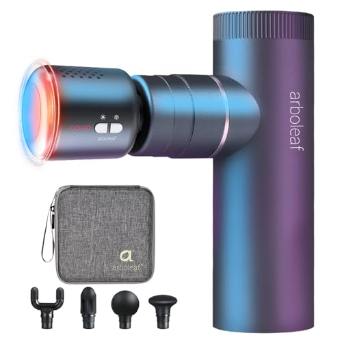 arboleaf Mini Massage Gun with Heat and Cold, Percussion Deep Tissues Muscle Massager, Full-Metal Travel Massage Gun, Portable Handheld Massager for Office Gifts for Him, Home, Athletes