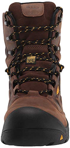 KEEN Utility Men's Dover 8" 600g Leather Waterproof Composite Toe Work Boots, Dark Earth/Black, 10