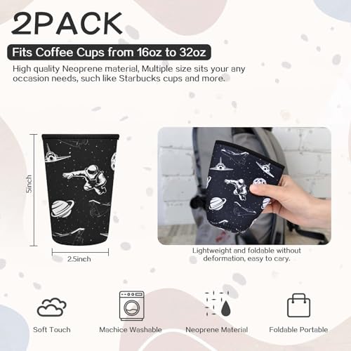 Wegitcs Iced Coffee Sleeves, 2 Pack Reusable Neoprene Iced Coffee Cup Sleeves, Insulator Sleeve for Cold Beverages, Cold Soda Drink Cup Holder, Compatible with Starbucks Coffee Dunkin and More, L