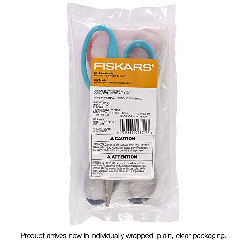 Fiskars 5" Blunt-Tip Scissors for Kids Ages 4-7 (3-Pack) - Scissors for School or Crafting - Back to School Supplies - Red, Blue, Turquoise