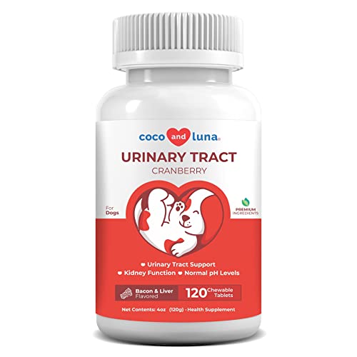 Cranberry for Dogs - 120 Chewable Tablets - Urinary Tract Support, Bladder Support for Dogs, Dog UTI, Bladder Stones, Dog Incontinence Support, Cranberry Supplement for Dogs (Tablets)