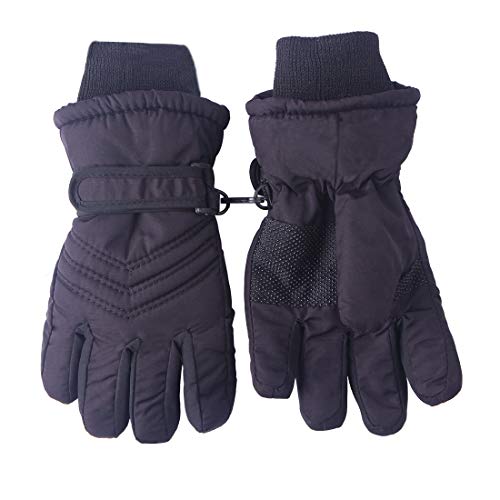 kimmyku Waterproof Snow Ski Driving Winter Gloves for Toddler Children Kids boy Girls Black Color 3-4-5-6-7-8 Years