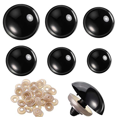 WILLBOND 56 Pcs Large Safety Eyes Stuffed Animal Eyes Plastic 16-30 mm Craft Crochet Eyes for DIY of Puppet Bear Doll Making, 6 Sizes