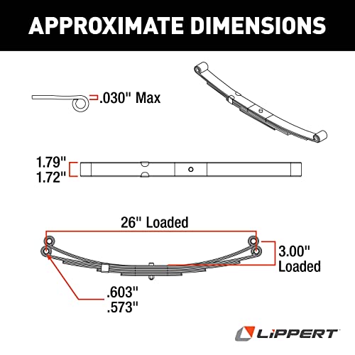 Lippert Replacement 26" Double-Eye Leaf Spring for RV Trailer Suspension Systems with 2,000-lb. Weight Capacity - 125797