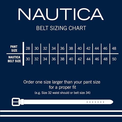 Nautica Men Bold Fashion and Dress Leather Belt with Metal Buckle, Stretch Webbing-Black/Grey, XL (42-44")
