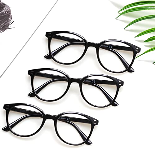 3 Pack Reading Glasses Spring Hinge Stylish Readers Black/Tortoise for Men and Women (Multicolor, 4.00)Medium