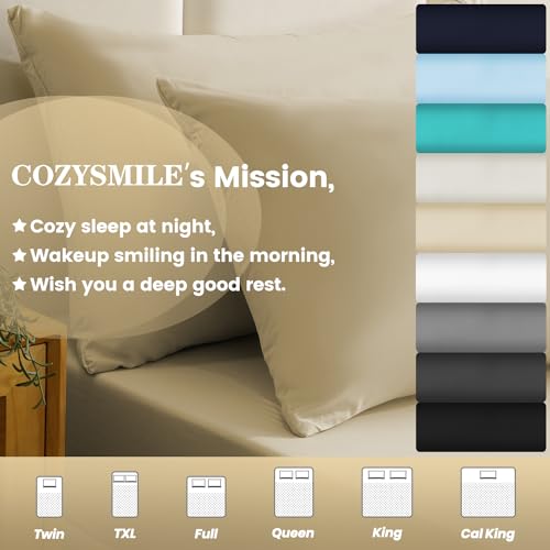 CozySmile Twin Sheet Set - 3 Piece Super Soft Breathable Bed Sheet & Pillowcase Set, 16" Deep Pocket Hotel Luxury Wrinkle Free Easy Care Bedding Sheets, Black