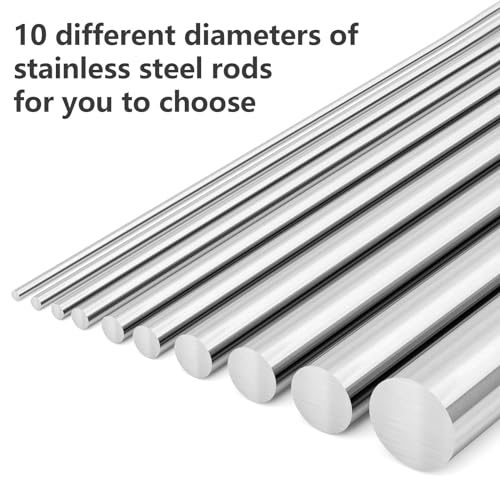 Eoiips 5/32" Diameter 304 Stainless Steel Round Rod Solid Rod 10" in Length, for DIY Metal Craft & Metal Working Hobbies, 2pcs