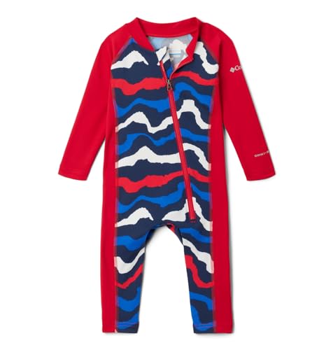 Columbia Baby Sandy Shores II Sunsuit, Coll Navy Wavy/Mountain Red, 0/3