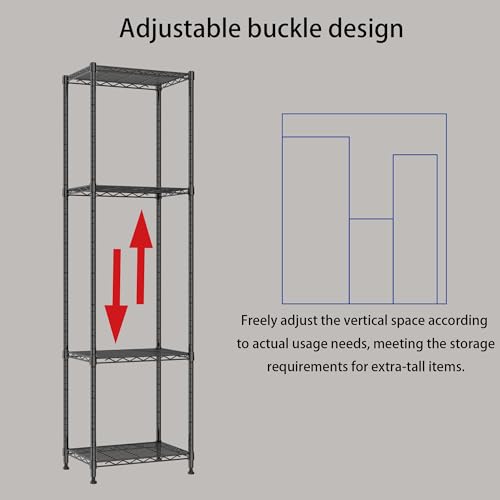 REGILLER 6 Wire Shelving Steel Storage Rack Adjustable Unit Shelves for Laundry Bathroom Kitchen Pantry Closet (16.7L x 11.9W x 64H, Black)