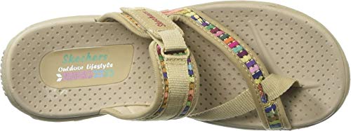 Skechers Women's Reggae-Mad Swag-Toe Thong Woven Sandal, Navy, 10