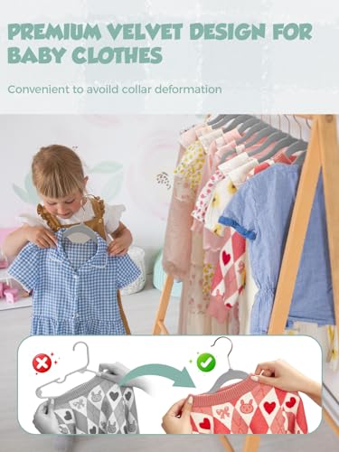 Smartor Premium Baby Hangers Velvet for Closet 50 Pack Black,11.8" Durable Kids Felt Hangers Non Slip for Toddler, Baby Clothes Hangers with 6 Pcs Closet Dividers for Infant/Childrens for Nursery