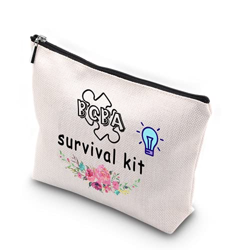 WCGXKO BCBA Survival Kit Zipper Pouch Makeup Bag Gift for BCBA Therapist Behavior Therapist (BCBA Survival)