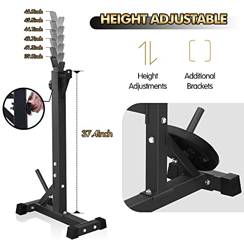Bench Press, CANPA Olympic Weight Bench with Squat Rack Workout Bench Adjustable Barbell Rack Stand Strength Training Home Gym Multi-Function(Red)