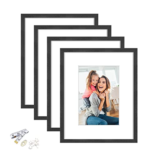 ATOBART 11x14 Picture Frame, OAK Wood Photo Frame 8x10 with Mat or 5x7 with 2 Mat with Perspex Glass for Vertical or Horizontal Tabletop Wall Display for Photo, Painting, Poster, Set of 2