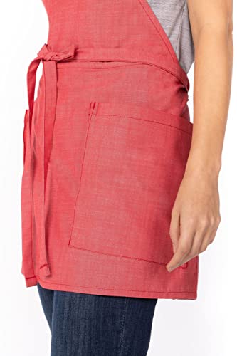 Chef Works Unisex Medford Short Bib Apron, Coral, One Size