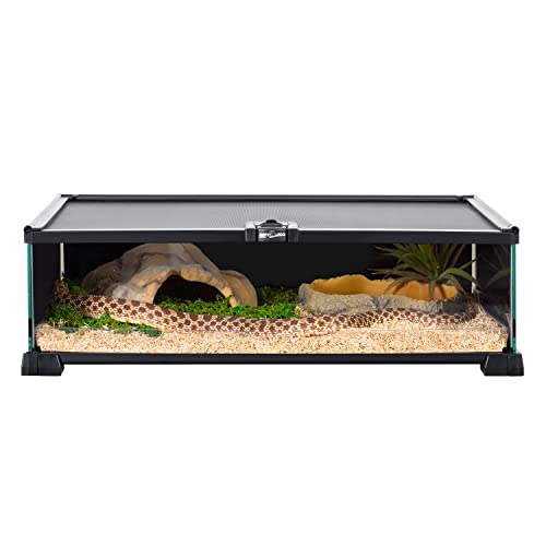 REPTIZOO Small Reptile Tank 20" x 12" x 6" Glass Reptile Terrarium with Top Feeding Habitat for Snake Spider