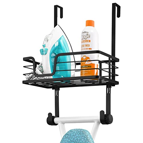 KES Over The Door Ironing Board Holder Door Mount T Shape Ironing Board Hanger Iron Holder Fit for 1 3/4 Doors Matte Black, HIR500B-BK