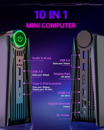 ACEMAGICIAN Mini Gaming PC,AMD Ryzen 7 5700U Mini PC 16GB DDR4 512GB SSD, Mini Gaming Computers Micro Desktop PC Support RGB Lights/4K Triple Display/WiFi6/BT5.2/3 Adjustable Mode PC