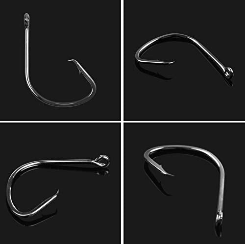Fishing Circle Hooks Strong High Carbon Steel Offset Catfish Fishing Hooks for Bass Trout Freshwater Saltwater 8/0 100pcs