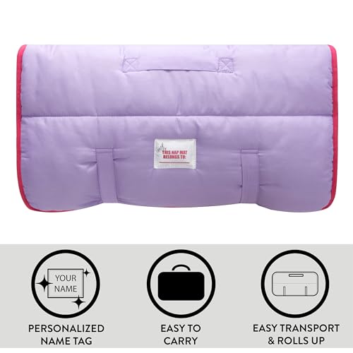 Disney Princess Toddler Quilted Nap Mat – Super Soft Plush Sleep Mat with Built-in Blanket & Pillow, 20" W x 46" L, Portable and Cozy for Daycare, Preschool, or Travel