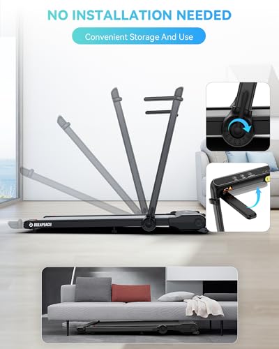 BULAPEACH Treadmill Walking Pad with Incline, 3 in 1 Foldable Treadmill with Removable Desk Workstation, Under Desk Compact Walking Treadmills for Home Small Office with Wristband Remote Control