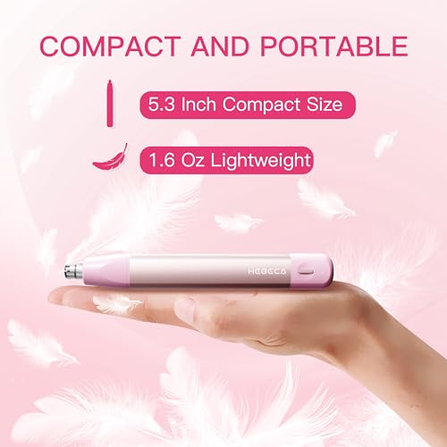 HEBECA Nose Hair Trimmer for Women 2in1 Facial Hair Removal Trimmer - Metal Body, Rechargeable, Waterproof, Portable - Nose, Ear, Eyebrow, Peach-Fuzz, Lips, Chin FT2001