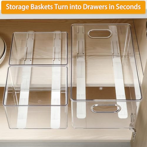 Summark Pull Out Rail for Baskets or Bins.Storage and Organization Accessories for Cabinet,Shelves.DIY Drawer Organizers Slides.2 Packs,White (1)