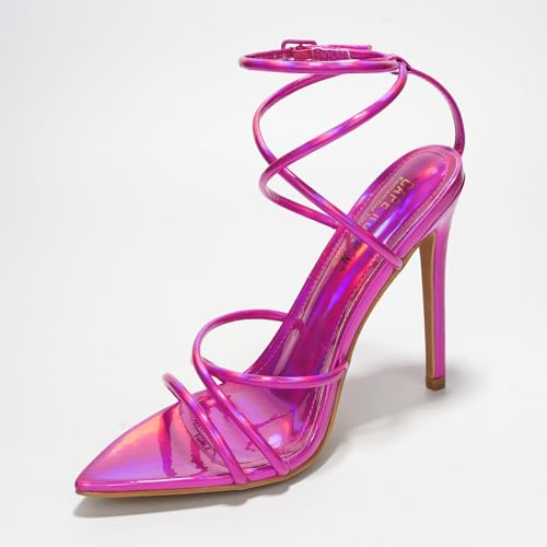 Cape Robbin Women's High Heels Strappy Stiletto Sandals Open Toe, Sexy Party Evening Dress Pumps for Women (Nabil) - Pink Size 6