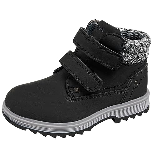 TZJS Kids' Hiking Work Boots for Boys Girls, Waterproof Outdoor Ankle Boots with Hook and Loop (Pink(Warm), numeric_6_point_5)