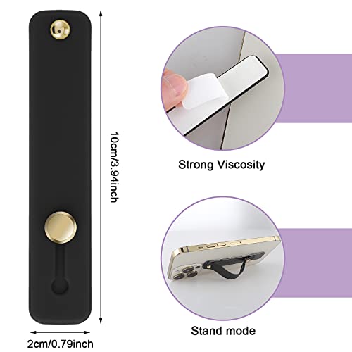 WLLHYF 2Pcs Phone Loop Finger Holder, Silicone Phone Grip Phone Finger Strap Stand Universal Portable Finger Kickstand for Most Smartphones (2pcs-Black)