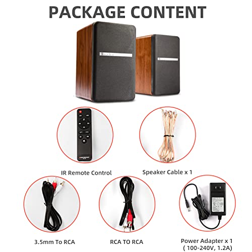 SINGING WOOD BT25 (2024 Version) Bluetooth Active Bookshelf Speakers for with Optical Aux inputs Subwoofer Line Out for PC, TVs, Turntable, Wooden Enclosure,80W - Beach Wood