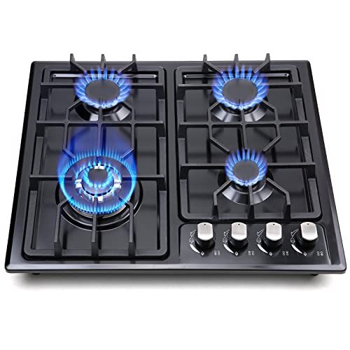 forimo Gas Cooktop 22Inch,Built in Gas Cooktop 4 Burners Stainless Steel Stove with NG/LPG Conversion Kit Thermocouple Protection and Easy to Clean