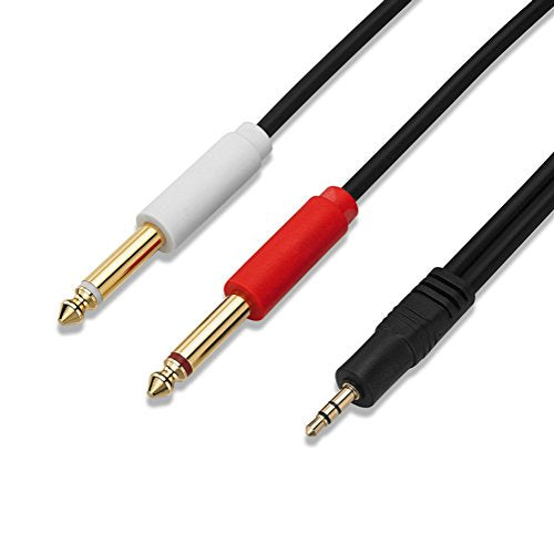 3.5mm 1/8 inch TRS to Dual 6.35mm 1/4 inch TS Mono Stereo Y-Cable Splitter Audio Cord Adapter Cable for iPhones/PC/Computer Sound Card/Amplifiers/Mixer/Multimedia Speaker/Home Stereo System(5ft/1.5M)