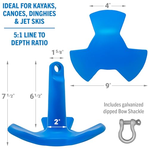 River Anchor, 8lb, Marine-Grade Coated Mushroom Anchor for Boats, Pontoons, Kayaks, Jon Boats, Row Boats, Small Boats, Available in 8, 12, 20, or 30 lbs