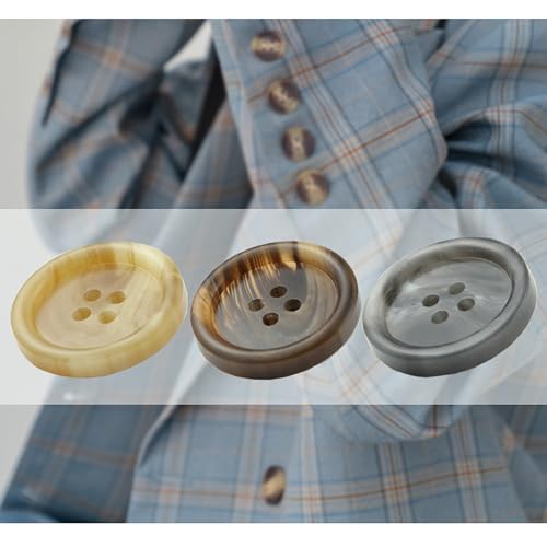 20/Set Resin Button Clothes Sewing Snaps Blazer Shirts 4 Holes Buttons (15mm, Black)
