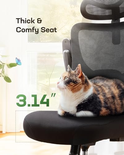 Marsail Ergonomic Office Chair: Office Computer Desk Chair with High Back Mesh and Adjustable Lumbar Support Rolling Work Swivel Task Chairs with Wheel 3D Armrests and Headrest