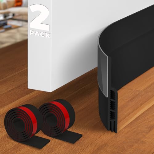 Holikme 2 Door Draft Stopper Under Door Draft Blocker Insulator Door Sweep Weather Stripping Noise Stopper Strong Adhesive White