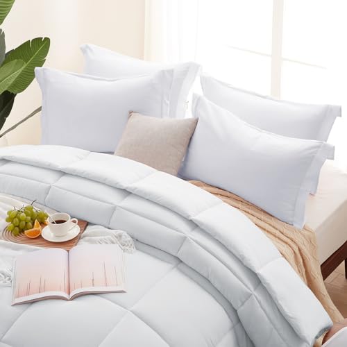 SunStyle Home Queen Comforter - Ivory Down Alternative Bedding Comforters Queen Size, All Season Duvet Insert, Lightweight Bed Comforter Soft Full Queen Size(90"x90"), Only Comforter