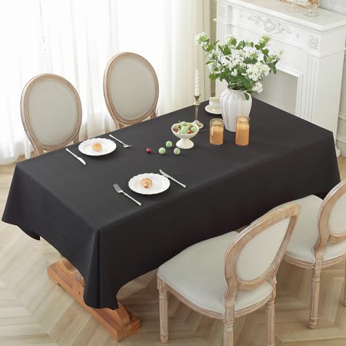 Laolitou Rectangle Tablecloth Linen Waterproof Textured Table Cloth, Washable Wrinkle Free Spill Proof Decorative Fabric Table Cover for Dining Table Farmhouse Kitchen, Coffee, 52x70 Inch