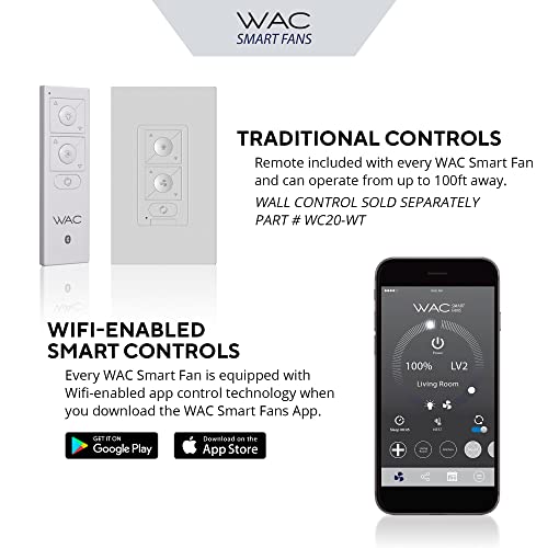 WAC Smart Fans Stella Indoor and Outdoor 3-Blade Smart Home Ceiling Fan 60in Matte Black with 3000K LED Light Kit and Remote Control Works with Alexa and iOS or Android App