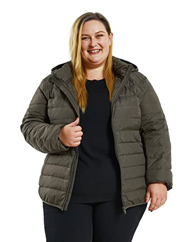 Soularge Women's Plus Size Packable Winter Warm Down Jacket Light Coat with Hood(Black, 1X)
