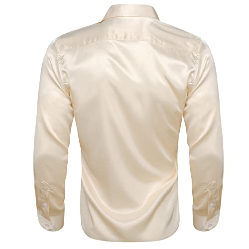 Barry.Wang Men Dress Shirt Button Down Wrinkle-Free Long Sleeve Shirts Solid Formal Wedding Regular Fit Tops