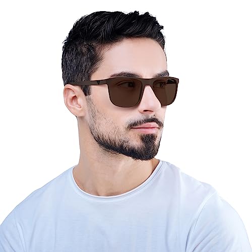 Emporio Armani Men's EA4129 Square Sunglasses, Matte Brown/Dark Brown, 56 mm