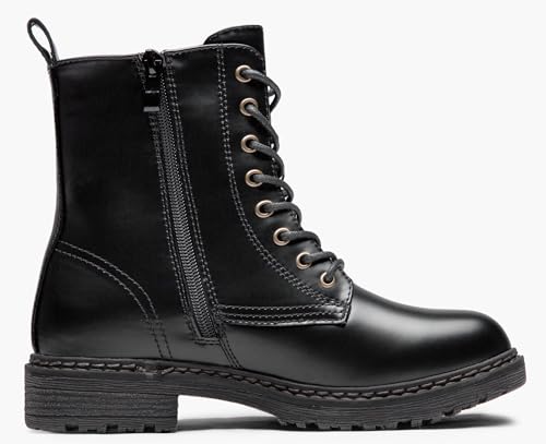 Vepose Women’s Black Combat Ankle Boots, Lace up Classic Eight Eyes Short Low Heel Zipper 9622 Booties, Size 6M US, (CJY9622 blackpu 06)