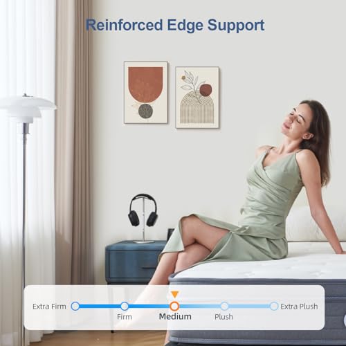 Gojef Twin Mattress, 10 Inch Twin Size Hybrid Mattress in a Box Memory Foam with Independent Spring, Soft and Comfortable Medium Firm Mattress, Pressure Relief, CertiPUR-US Certified