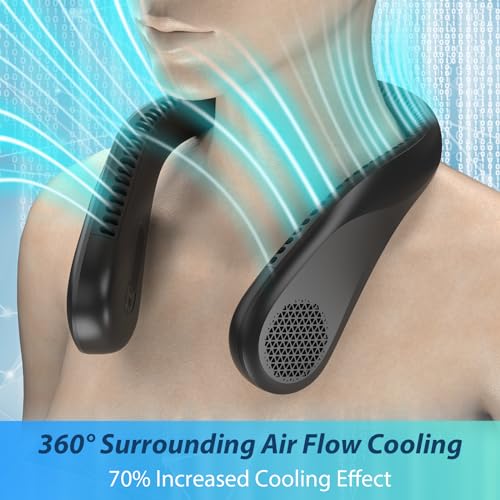 Kternay Bladeless Neck Fan - Portable Neck Fan with 3 Wind Speed,USB Rechargeable Personal Neck Fan, Hands-Free Design USB Fan - Ideal for Outdoor Activities and Travel