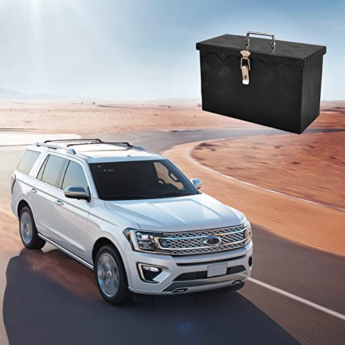 FGJQEFG 33"(L) x 19"(W) x 18"(H) Aluminum Storage Box for Utility Trailers, RV Storage Organizer with Lock & Keys - Black